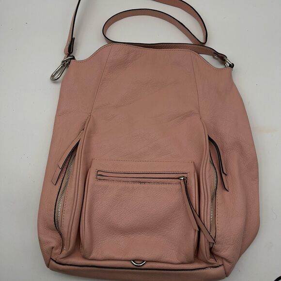 Zara Woman Salmon Leather Slouchy Boho Tote Bag - Picture 12 of 13